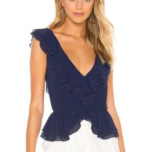 Superdown India Ruffle Bodysuit, Size S, Navy
